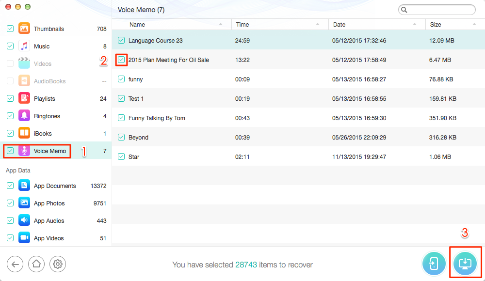 memos voice iphone deleted backup